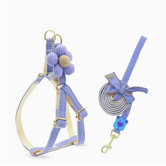 Adjustable Floral Dog Harness with Leash, pet supplies - Picture 4 of 5